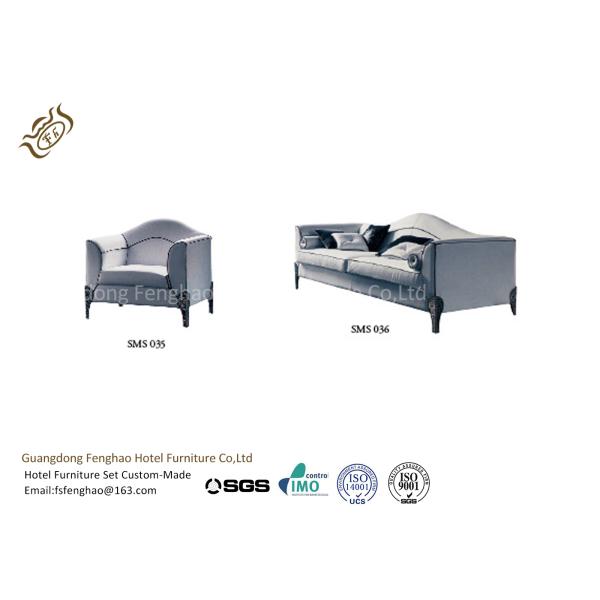 Luxury Streamline Fabric Hotel Room Sofa For Lobby French Style