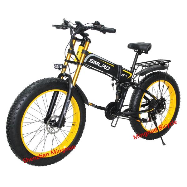 1KW Fat Tyre Folding Bike , 48V foldable electric cycle WIth Hidden Battery