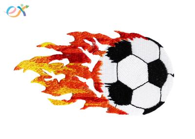 Polyester Material Embroidered Soccer Patches Customized Size For Clothing