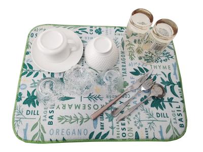 Microfibre de séchage de tapis de plat lavable de cuisine imprimée séchant le tapis
