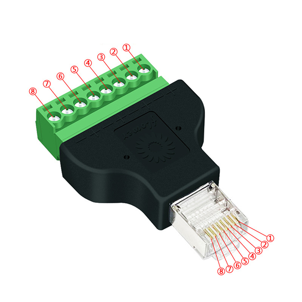 RJ45 Female Jack 8P8C to 8 Pin Screw Terminal Block Adapter for CCTV Vedio Solution