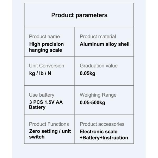 High Accuracy LED Display Electronic Scale for Lifting Weight 500kg Capacity Direct View 50g Accuracy