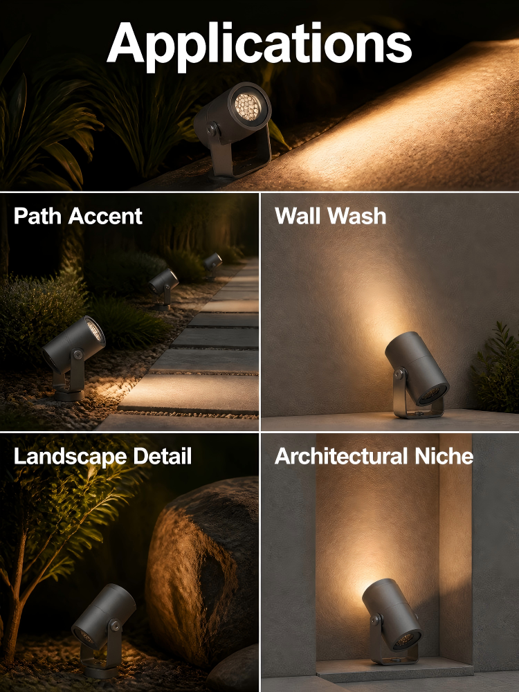S52 6W IP65 Adjustable Outdoor Tree Spotlight All Weather Yard Lamp With Replaceable Beam Len