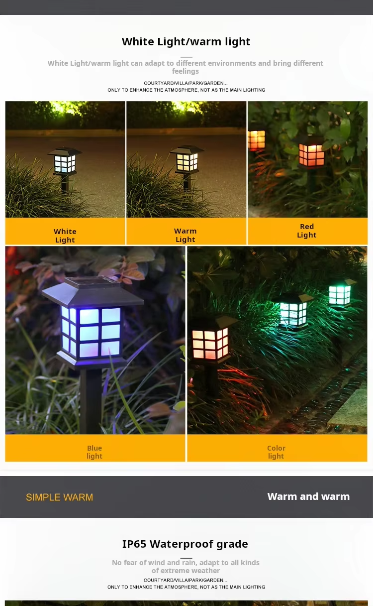 Ambient-Sensing Solar Light with RGB Color-Changing Garden & Courtyard Decorative Light Outdoor Landscape Light