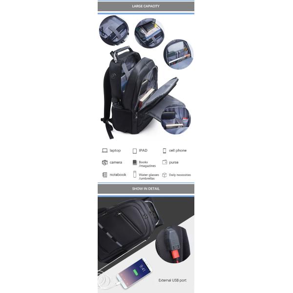 Custom Computer Backpack For Business Travel , Anti Theft Smart Backpack With USB