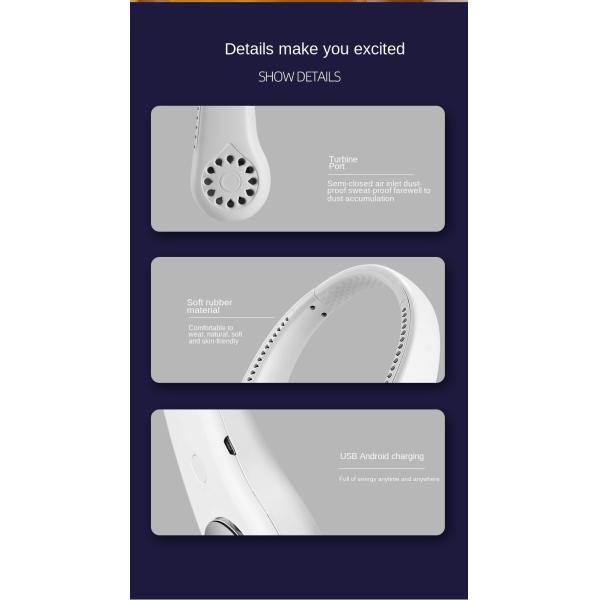 Охлаждающий вентилятор смертной казни через повешение шеи человека 1800mAh USB перезаряжаемые ленивый