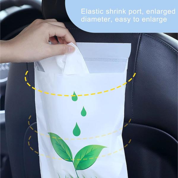 Biodegradable Disposable Car Trash Bags PLA Self Adhesive Portable Leak Proof Vomit Bags White Cartoon Trash Bags