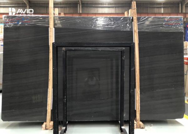 Guizhou quarry high glossy black wood marble 18 mm revers cut and Sandblasting