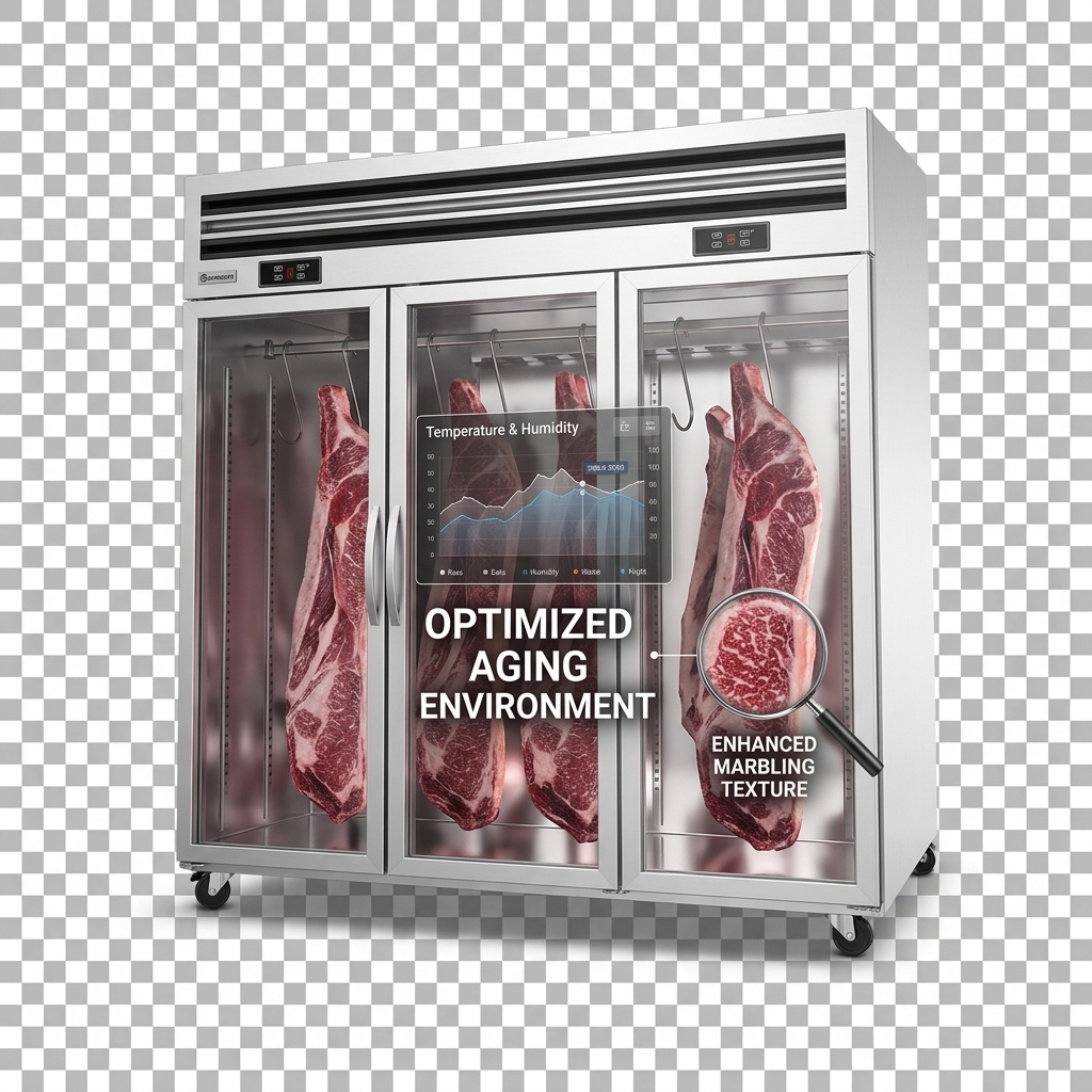 Customized Meat Hanging Fridge 2800L Meat Showcase Refrigerator Three Door Eco Friendly