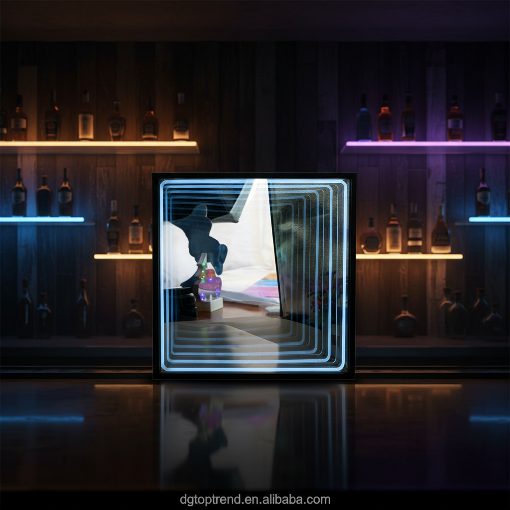 400x400mm Acrylic Modern Infinity Mirror Minimalist 2 In 1 With Cutting Service