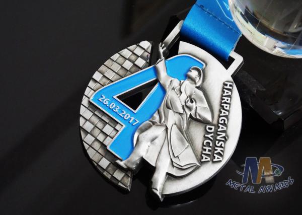 Singing Riding Marathon Custom Sports Medals Cut Out Design 3D effect With Sublimated Ribbon