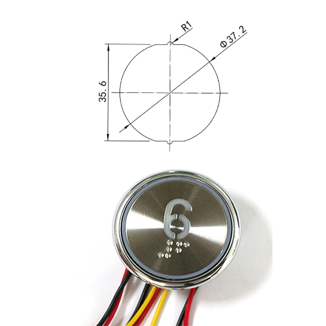 Cutout Size 37 mm Round Stainless Steel Elevator Touchless Button Elevator High Sensitivity No Touch Lift Control Button