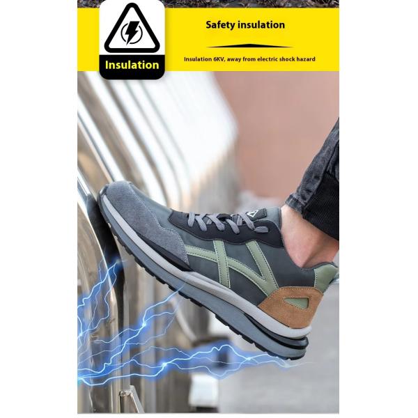 Chaussures de sécurité en daim et microfibre avec semelle en caoutchouc, embout en acier standard et semelle intermédiaire en Kevlar