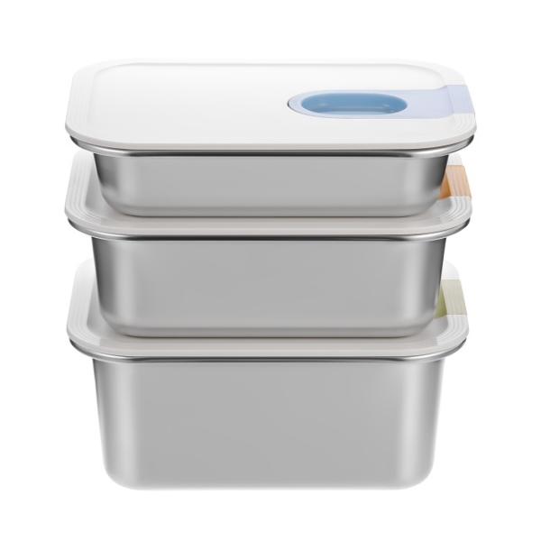 Contenant alimentaire en acier inoxydable 304 avec couvercle en PP de 420 ml à 1600 ml