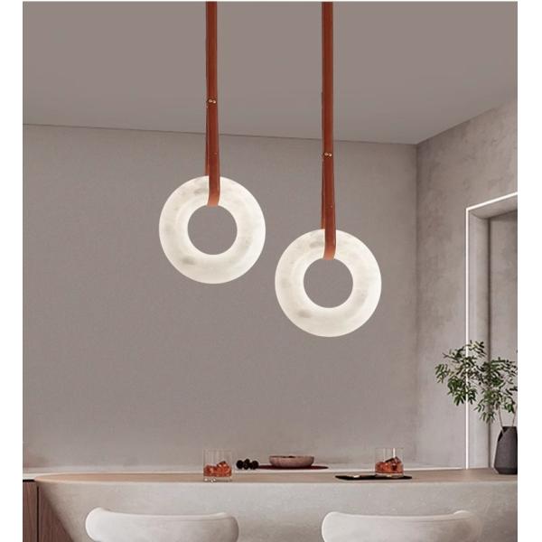 JYLIGHTING Marble Ring Lamp Pendant Light Full Copper Spanish Marble Small Chandelier Bedroom Bedside Designer Pendant Lighting