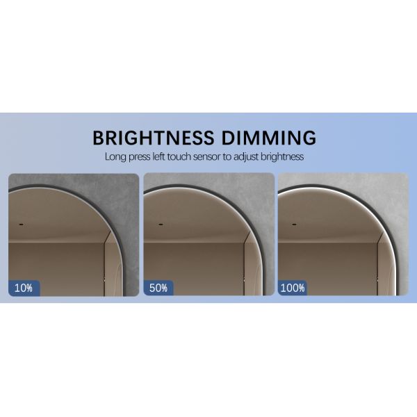 Waterproof Ip44 Arch Bathroom Mirror Custom Size LED Mirror With Black / Gold Frame