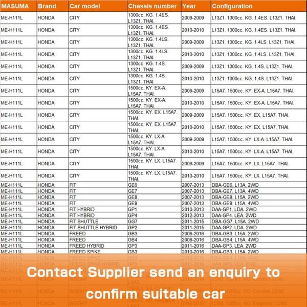 ME-H111L MASUMA Right tie rod end 53560-TF0-003 53560TF0003 53560-TF0-003 for HONDA CITY Yes
