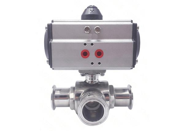 4 Sanitary 3-Way Sanitary Ball Valve  T - Port Tri - Clamp Pneumatic Ball Valve