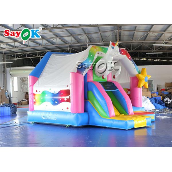 Outdoor Kids PVC Rainbow Unicorn Inflatable Bouncy Castle