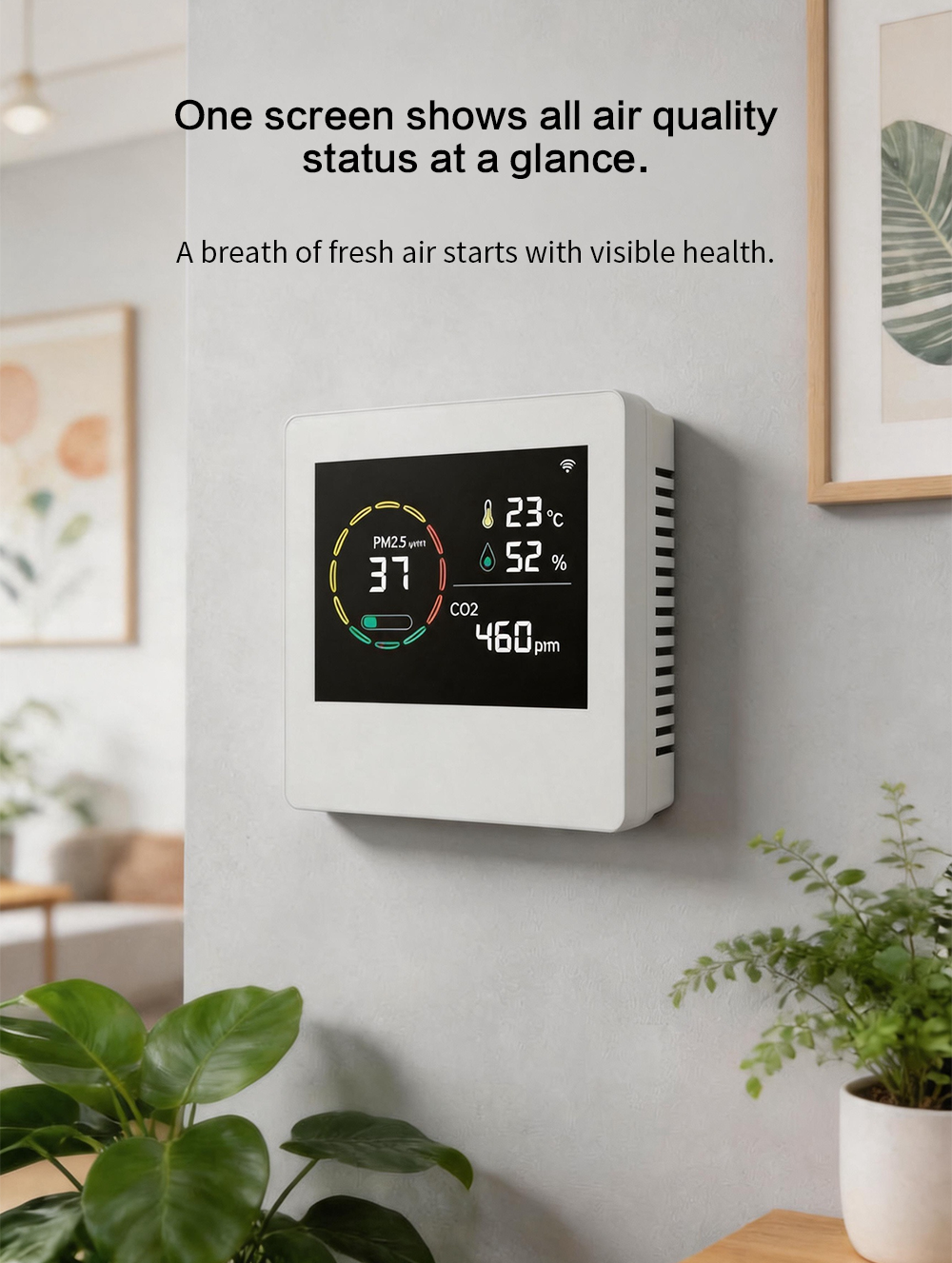 PM2.5 CO2 Temperature Humidity Air Quality Monitor AQI Detector RS485 Modbus Communication