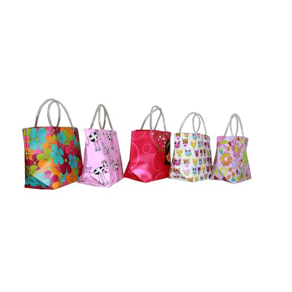 Reusable Orange PP Woven Shopping Bags With Transparent PVC Handle, Danceing Girls Pattern