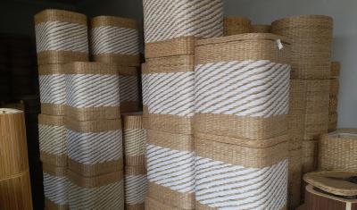 Natural Straw Household Storage Stool Grass Bamboo Woven Ottoman Box Eco-Friendly Hand-Woven Grass Rattan Stools