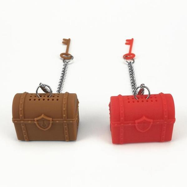 Best cute treasure case shape tea strainer filter travel buddy non plastic loose leaf tea custom silicone tea infuser