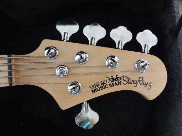 5 string bass guitar Erine ball sting ray 5 Gray quilted maple body maple neck and fingerboard