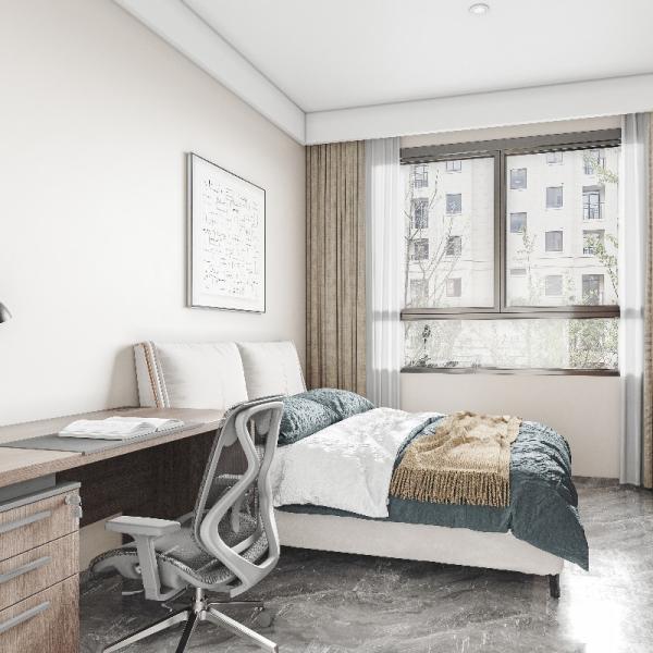 Cama de estudante moderna com secretária para móveis funcionais e design moderno