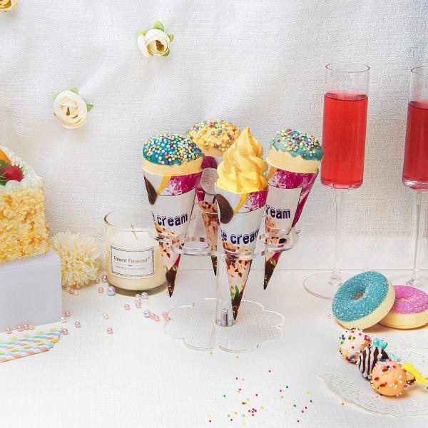 Acrylic Ice Cream Cone Holder Stand Support Paper Cup Cake Rack 8-Hole Capacity
