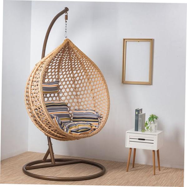 Single Leisure Styles Metal Frame Hanging Chair for Outdoor Rattan Swing Furniture