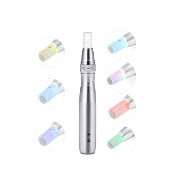 Silver Body Color 7 Color LED Photon Electric Derma Pen for Skin Rejuvenation Function