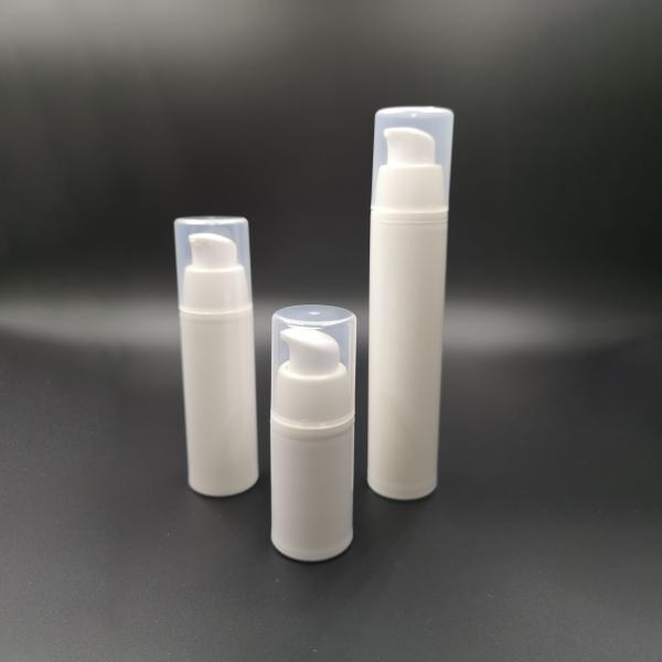 15ml 30ml 50ml white body overcap plastic PP China manufacturer round dispenser airless pump bottle cosmetic