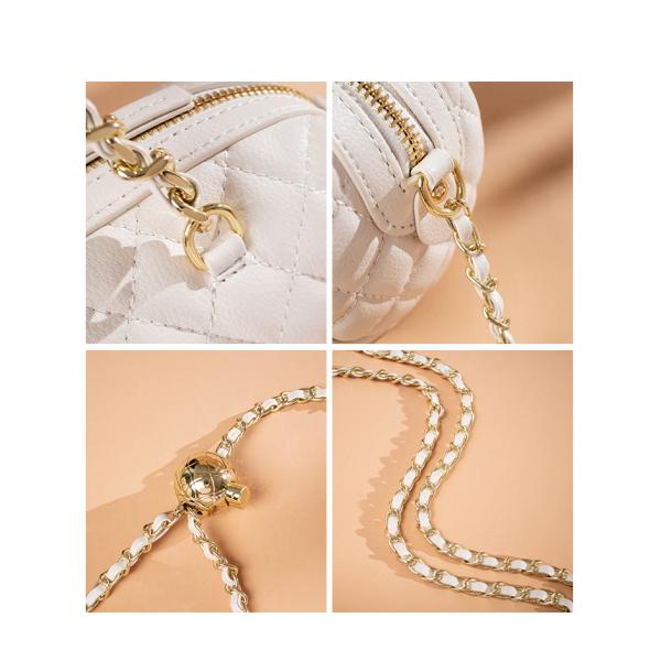 Quilted Leather Chain Strap Bags 20cm 9.5cm 10cm Moderate Hardness