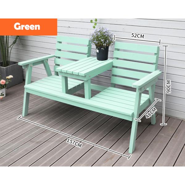 Outdoor Courtyard Solid Wooden Double Chair Bench with Table Enjoy Your Patio in Style