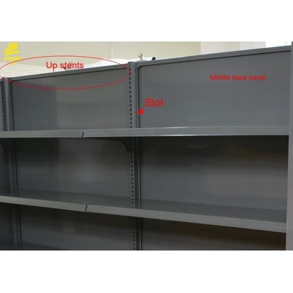 Heavy Duty Supermarket Shelving Base Foot With Adjusting Screw 1.8M High Dark Gray