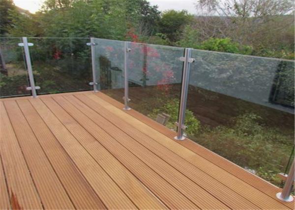 Durable Glass Balustrade Stainless Steel Handrails , Tempered Glass Railing Systems