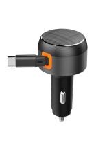 Aluminum Alloy USB Port Car Charger Type C 60W PD Car Charger With Rectractable Cable