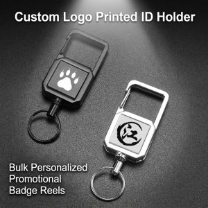 Gravure Printing Retractable Badge Reels Keychain Heavy Duty Custom Logo