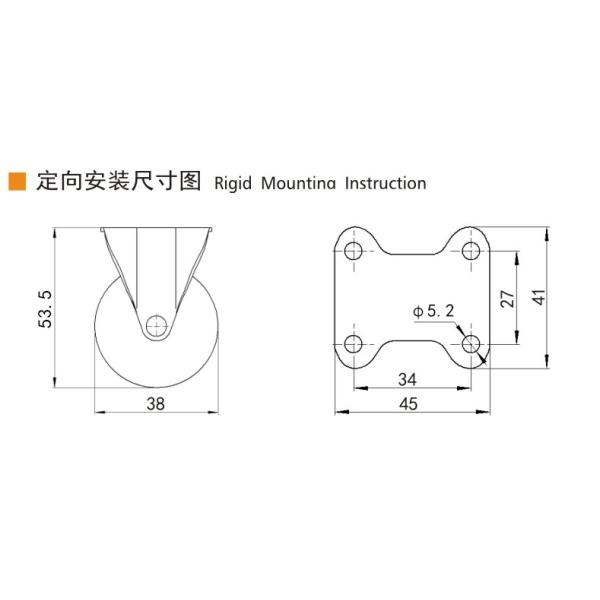 Casters EDL Mini Duty Casters 1.5 pulgadas 30 kg Plate TPU por rígido, giratorio y tipo de freno 2015P-72