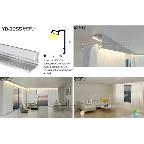 32*55mm LED Profile Aluminum LED Channel with 6063 T3-T8 Aluminum Alloy and Anodized Finish for LED Strips