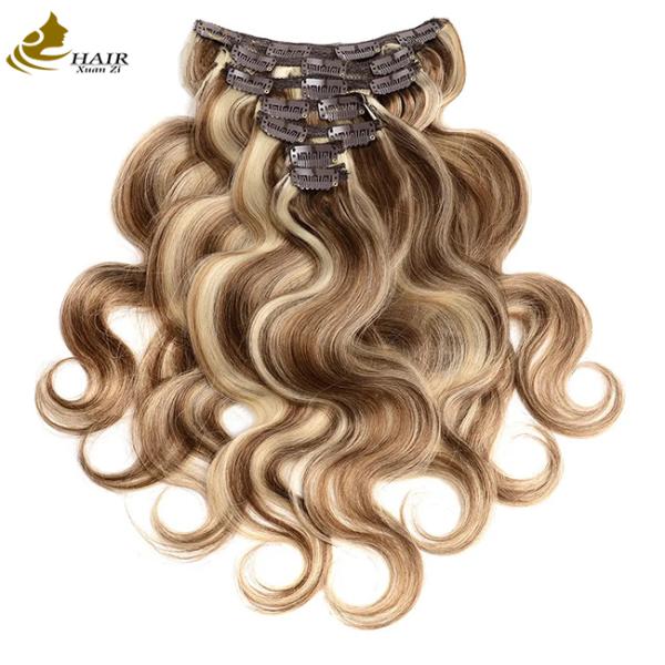 Malaysian Weave Seamless Clip In Hair Extensions Smooth And Soft