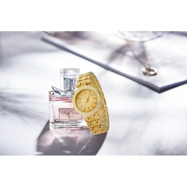 Дозор диаманта дам движения кварца наручных часов золота PVD медный