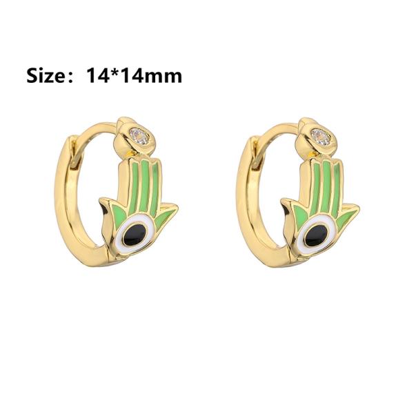 Zircon Colorful 14k Gold Hoop Earrings Jewelry Enamel Palm Cuff For Women Girls
