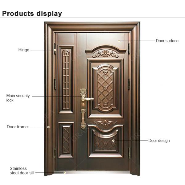 Top Grade Classical Security Stainless Steel Single Swing Entry Door External Main Front Entry Stainless Steel Security Doors
