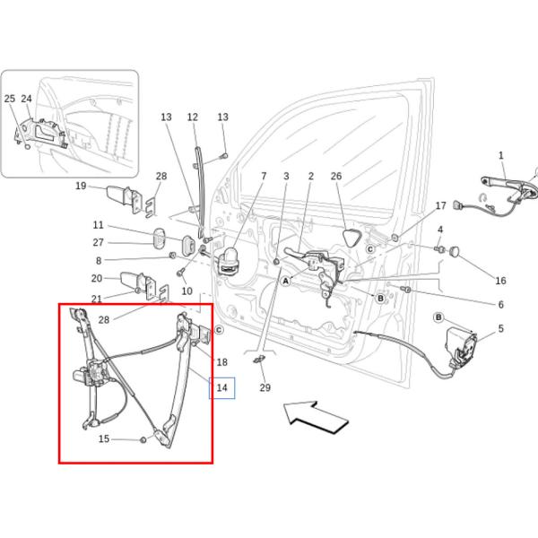 Pour le Maserati Quattroporte M139 Granturismo GT GranCabrio 2005-2016 régulateur de levage de fenêtre avant gauche de puissance OEM 84934200