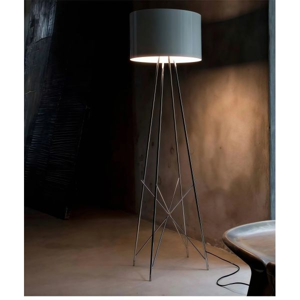 JYLIGHTING Minimalist Tripod Floor Lamp, Steel Frame & Aluminum Drum Shade with Glass Diffuser for Contemporary Home Decor