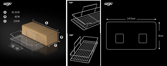 35.5cm Silver Color WGO Washable Bathroom Shower Caddy Clear Accessories Set