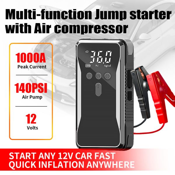 Portable Intelligent Tyre Pump 3-140 Psi Electric Tire Inflator Electric Bikes Motorcycles Automobile 2 In 1 portable car jump starter emergency car starter pack