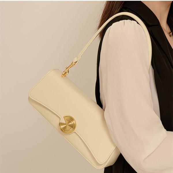NEW REAL COWHIDE SHOULDER BAG WOMEN'S SLANT BAG HIGH-GRADE HAND-HELD BAGUETTE BAG COWHIDE UNDERARM BAG